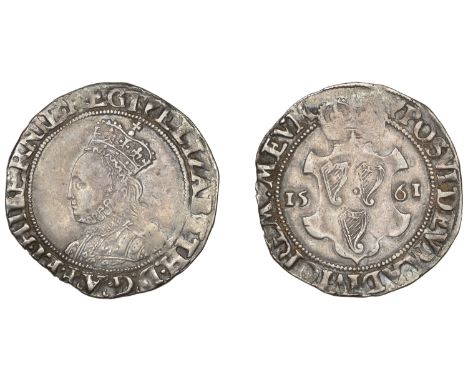 Elizabeth I (1558-1603), Second issue, Shilling, 1561, mm. harp, bust 3C, reads elizabeth d g a f et hibernie regi, 4.62g/8h 