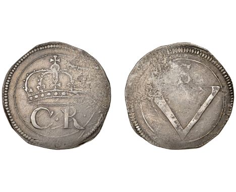 Charles I (1625-1649), Ormonde Money, Crown, lozenge between C R, wedge-tailed R, ornamental S, 30.23g/12h (S 6544; DF 291). 