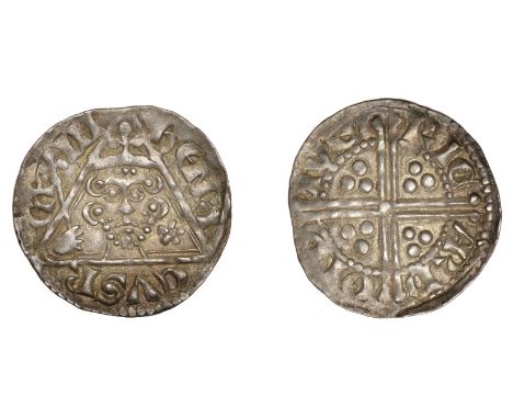 Henry III (1216-1272), Penny, class Ia, Dublin, Ricard, head in double triangle, ricard on dive, 1.42g/3h (S 6235; DF 53). On
