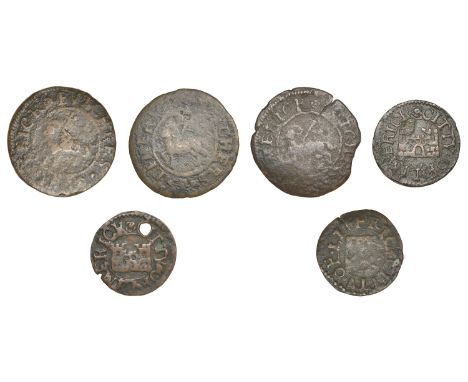 17th Century Tokens, Co LIMERICK, Limerick, City Farthings, 1658 (3), 0.61g/10h (N 6306), 1.14g/9h, 0.73g/12h (both N 6307, f