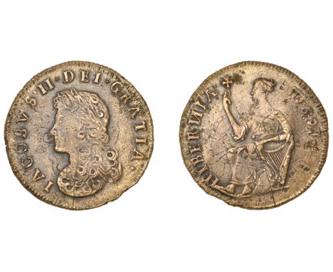 James II (1685-1691), Limerick coinage , Halfpenny, 1691, large size, 7.18g/12h (Withers 13/15, obv. this coin illustrated; S