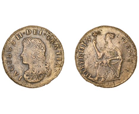 James II (1685-1691), Limerick coinage , Halfpenny, 1691, large size, 7.18g/12h (Withers 13/15, obv. this coin illustrated; S