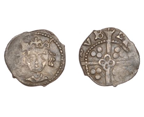 Edward IV (Second reign, 1471-1483), Light Cross and Pellets coinage, Penny, Dublin, nothing by neck, rev. quatrefoil in cent