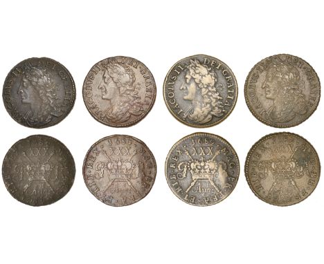 James II (1685-1691), Gunmoney coinage, Halfcrowns (4), all 1689 Augt:, stop after ii, wide plain a in month, 14.13g/12h, 12.