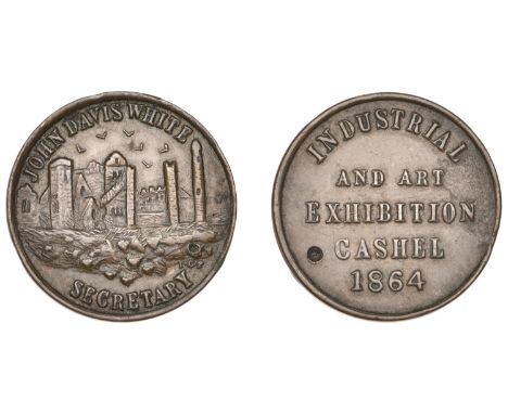 Industrial and Art Exhibition, Cashel, 1864, a copper medal by J.C. Parkes, elevation of Cashel Cathedral, rev. legend, 25mm 