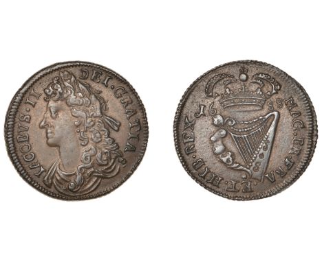 James II (1685-1691), Regal coinage, Halfpenny, 1688 (S 6576). Good very fine with a strong portrait, red-brown patina £300-£