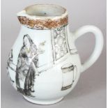A RARE CHINESE YONGZHENG PERIOD EUROPEAN SUBJECT SPARROW BEAK PORCELAIN JUG, circa 1730, painted