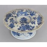 A CHINESE KANGXI PERIOD BLUE & WHITE PORCELAIN SALT, circa 1700, 3.9in diameter & 1.9in high.