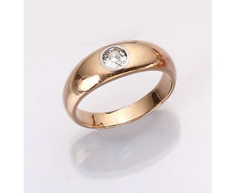 14 kt Gold Ring mit Diamant,   GG/WG 585/000,1930er Jahre, in WG gefasster Altschliffdiamant ca. 0.32 ct feines Weiß/si, RW 5