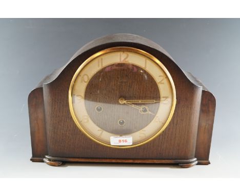 A Smiths oak mantle clock
