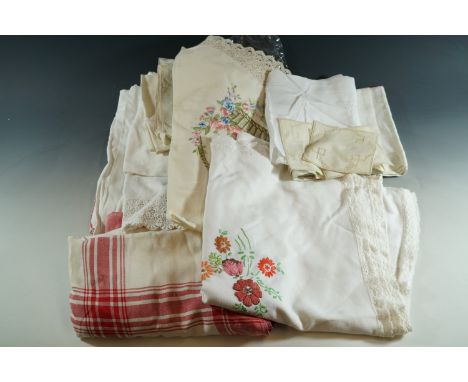 A quantity of vintage hand-embroidered and other table linens