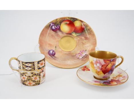 A Royal Worcester trio and a Royal Crown Derby Imari coffee cup