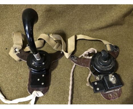 Two Second World War British army chest microphones 