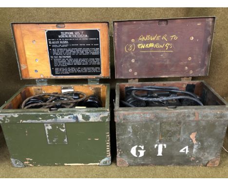 Two Second World War British army Type F field telephones