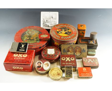 Vintage tins including Capstan Navy Cut, OXO, Queens Gravy Salt etc.
