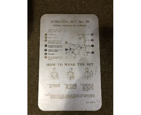 British army Wireless Set No 88 Working Instructions
