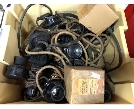 A large quantity of British army microphones and headphones