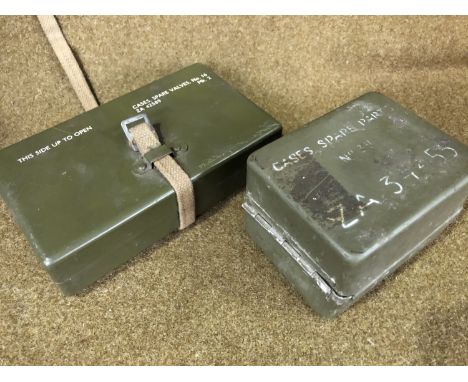 A British army Spare Valve Case No 16 Mk 2 and contents, together with a spare parts case