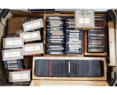 Approximately 450 Victorian magic lantern slides including Lake District, Edwardian rambling / walking club, Yorkshire church
