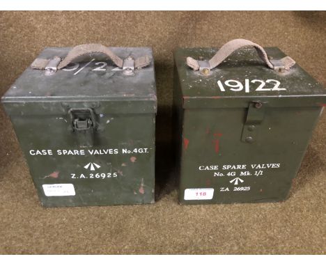 Two British Army Nos 19 / 22 Spare Valve Cases and contents