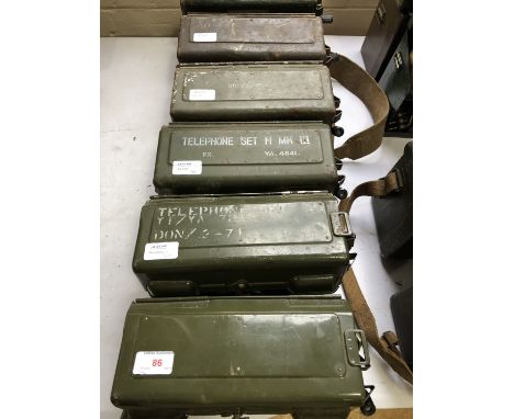 Six various post-War British army field telephones