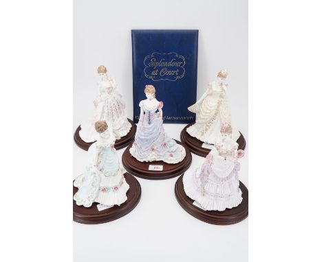 Five Royal Worcester figurines from the 'In the Splendour at Court' collection, all limited edition with certificates, includ
