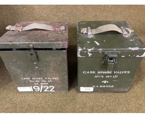 Two British Army Nos 19 / 22 Spare Valve Cases and contents