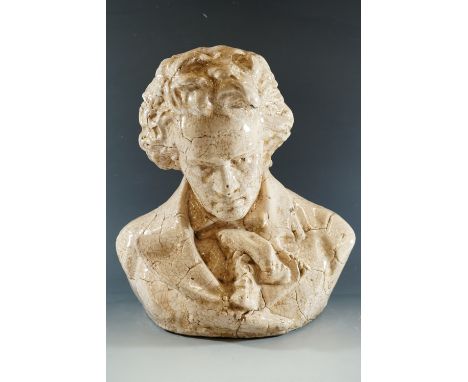 A large ceramic bust of Beethoven, 44 cm high