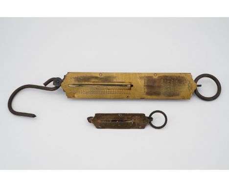 A Hughes's patented brass 'Household Balance' and a Salter's 100 Ib 'Pocket Balance' spring scale