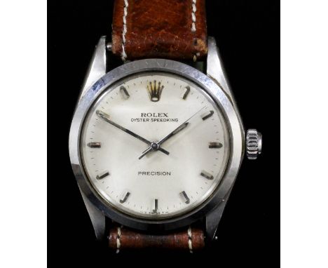 A 1960's gentleman's Rolex Oyster "Speedking" midi size wristwatch, the satin dial with numeral batons and sweep seconds hand