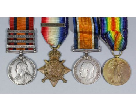 A group of four Victoria and George V First World War medals to Pte. D.E.Meek, East Surrey Rifles  comprising Queens South Af