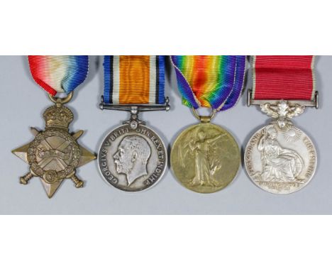 A group of four George V First World War medals to Able Seaman F.W.Lilley, Royal Navy  comprising 1914-15 Star, 1914-1918 War