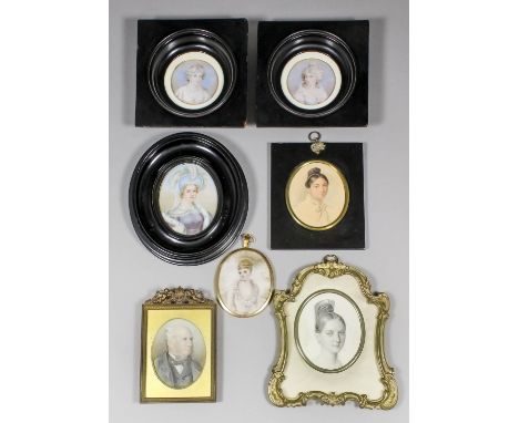 Late 18th/early 19th Century Continental school - Pair of miniature portraits of young women in late 18th Century dress, each