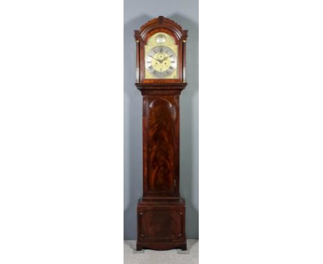 An 18th century mahogany longcase clock by William Dowell Swan of Margate, the 12ins arched brass dial with wide silvered cha