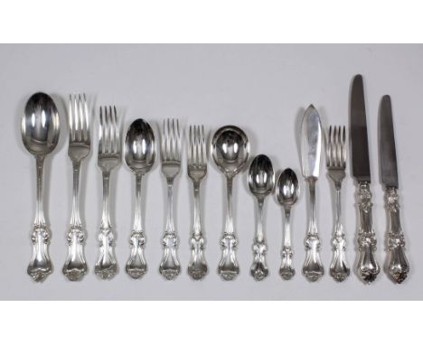 An Elizabeth II silver "Albert" pattern table service by the Langford Silver Galleries, London 1968-1975, comprising - six ta