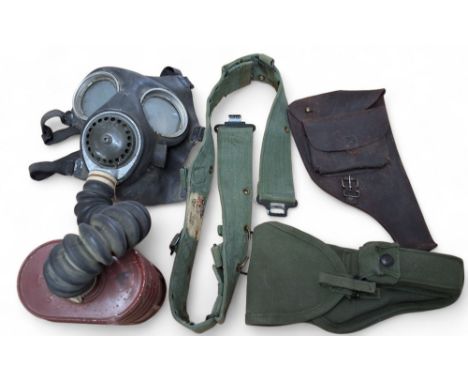 Militaria - a Canadian 1944 Pattern&nbsp;automatic pistol holster, magazine pocket; a British webbing belt dated 1956; a MKIV