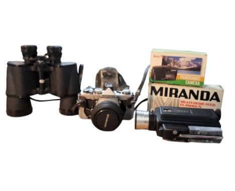 Binoculars Prinz 10 x 50, cased ;&nbsp; Bell &amp; Howell autoload cine camera;&nbsp; &nbsp;Olympus OM-1;&nbsp; &nbsp;etc