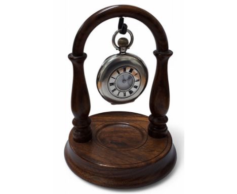 A Swiss silver half hunter pocket watch, top winder movement, white enamel dial, Roma numerals, outer minute track, subsidiar