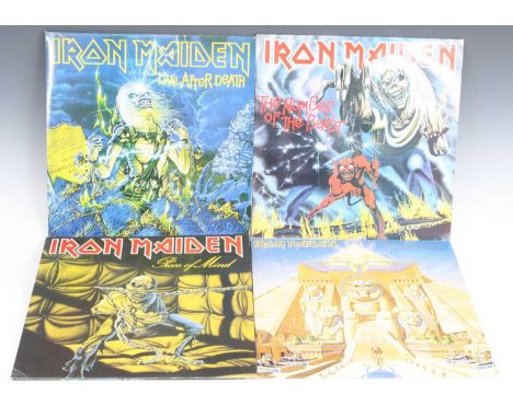 Iron Maiden, a collection of LP's and 12" singles to include The Number Of The Beast, Piece Of Mind, Powerslave, Seventh Son 