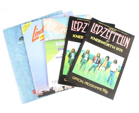 A collection of five concert/tour programmes to include Led Zeppelin at Knebworth 1979 x2, Bob Dylan The Picnic at Blackbushe