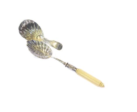 Victorian silver caddy spoon and a silver spoon (2)