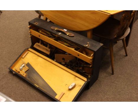 Joiners tool box and tools including planes, saw, etc