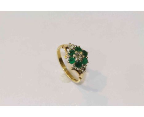 18 carat gold, emerald and diamond ring