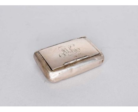 A silver snuff box, S Blanckensee &amp; Son Ltd, Birmingham 1912, of rounded rectangular form with engraved monogram to the c