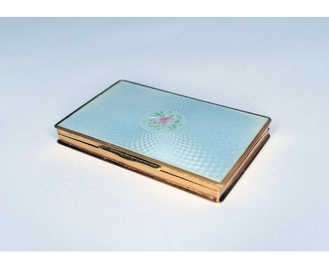 A silver gilt and guilloche enamel card case, H W, London 1926, rectangular form, the pale blue guilloche enamel cover with c