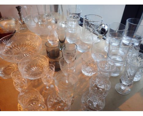 Shelf of mixed glassware 