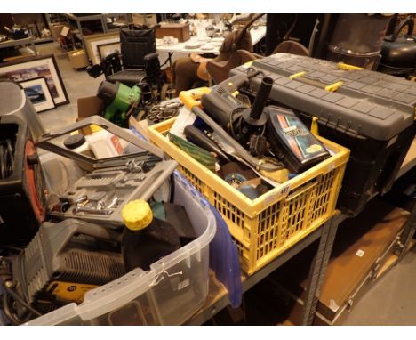 Stanley 24" tool box and contents and two further boxes containing chisels screwdrivers pliers socket sets etc    CONDITION R