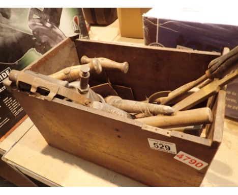 Box of vintage hand tools