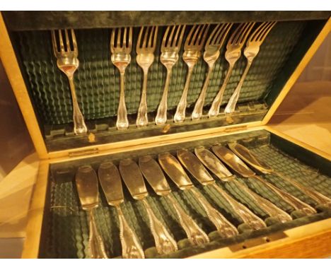 Cased silver plated knife and fork set