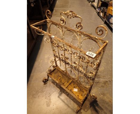 Wrought iron stick stand with drip tray 48 x 24 cm H: 77 cm 